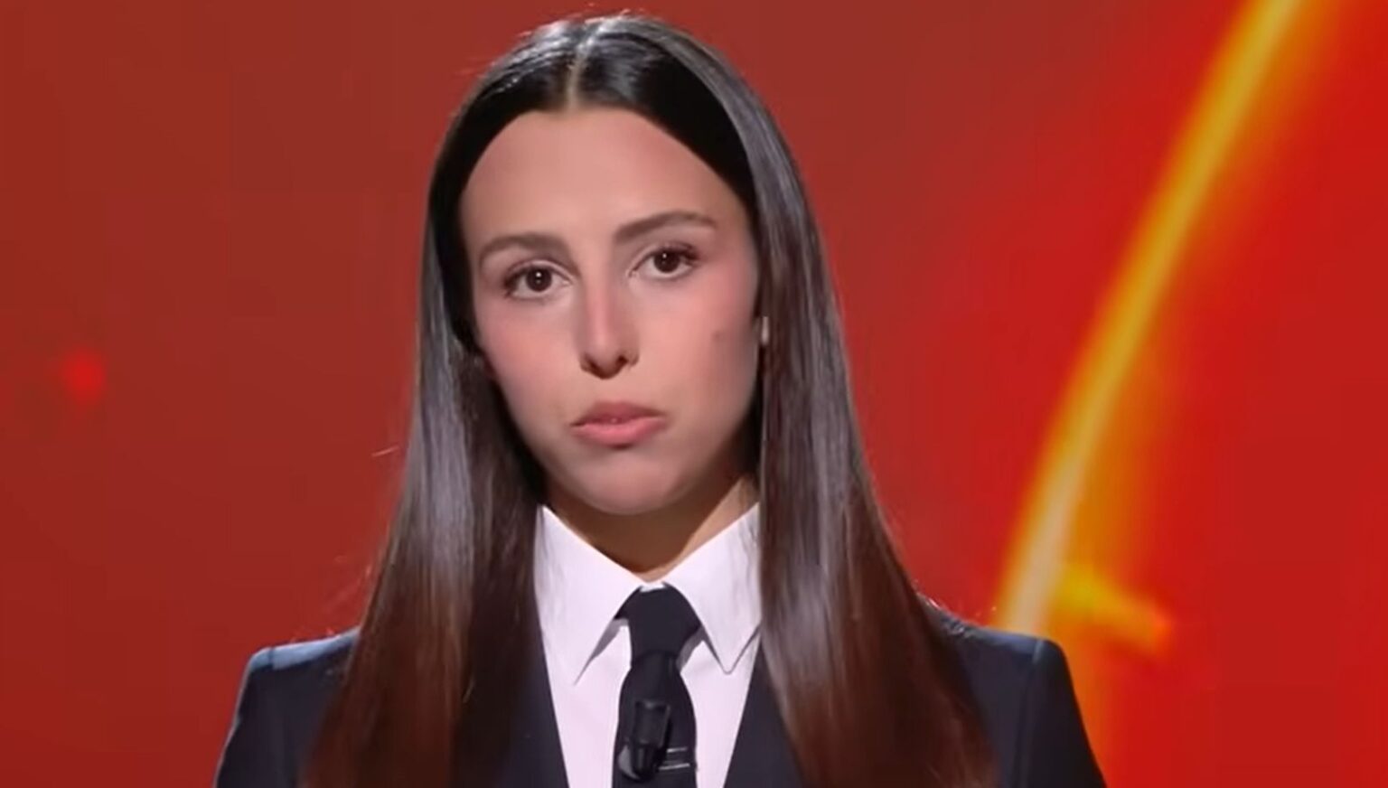 Jolanda Renga durante il suo monologo a Le Iene