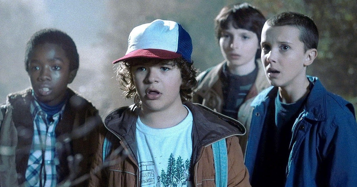 Lucas, Dustin, Mike e Undici nella prima stagione di Stranger Things