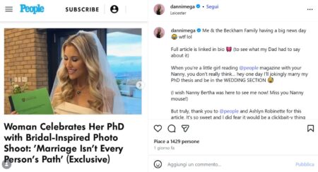 Il messaggio su IG di Danni