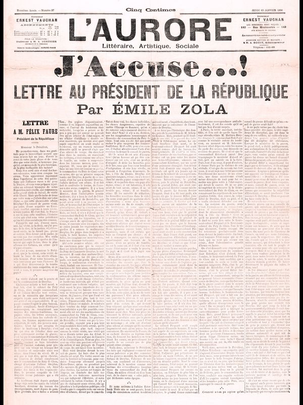 La prima pagina di L'Aurore