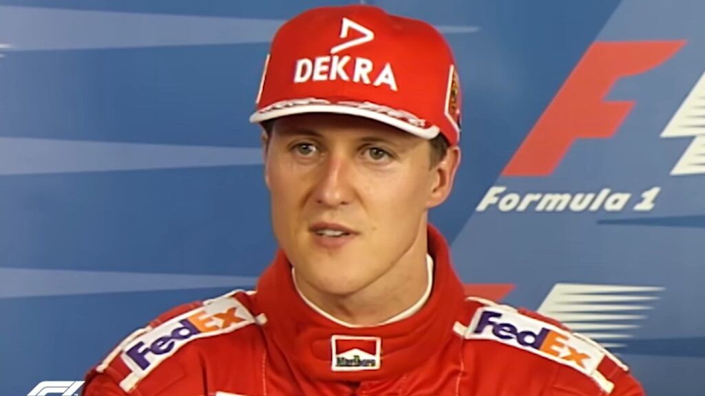 Un primo piano di Michael Schumacher