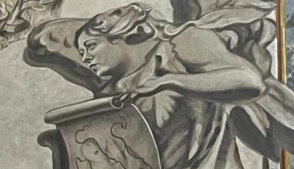 “Angelo io? Decisamente no”, la risposta della premier Meloni sull’opera a San Lorenzo in Lucina spiazza tutti dettaglio affresco san lorenzo in lucina