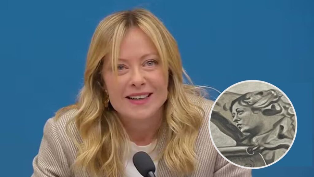 Giorgia Meloni e l'affresco
