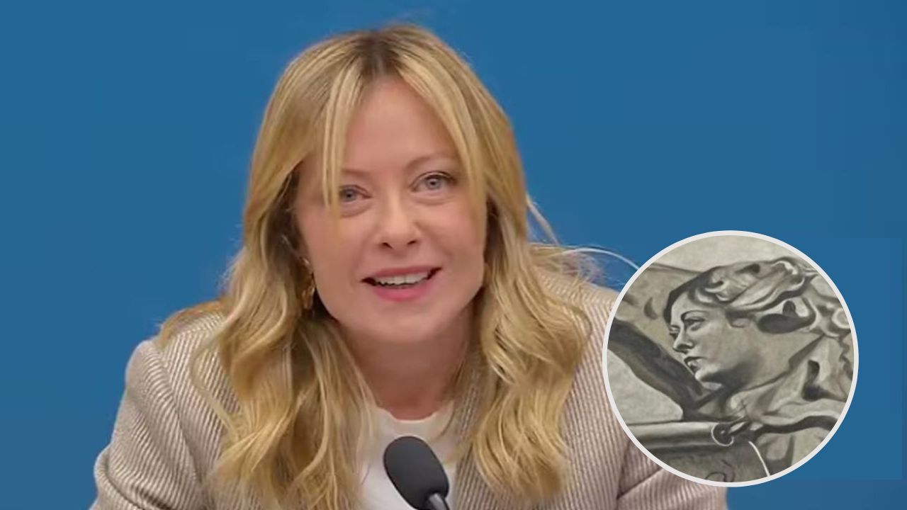 Giorgia Meloni e l'affresco