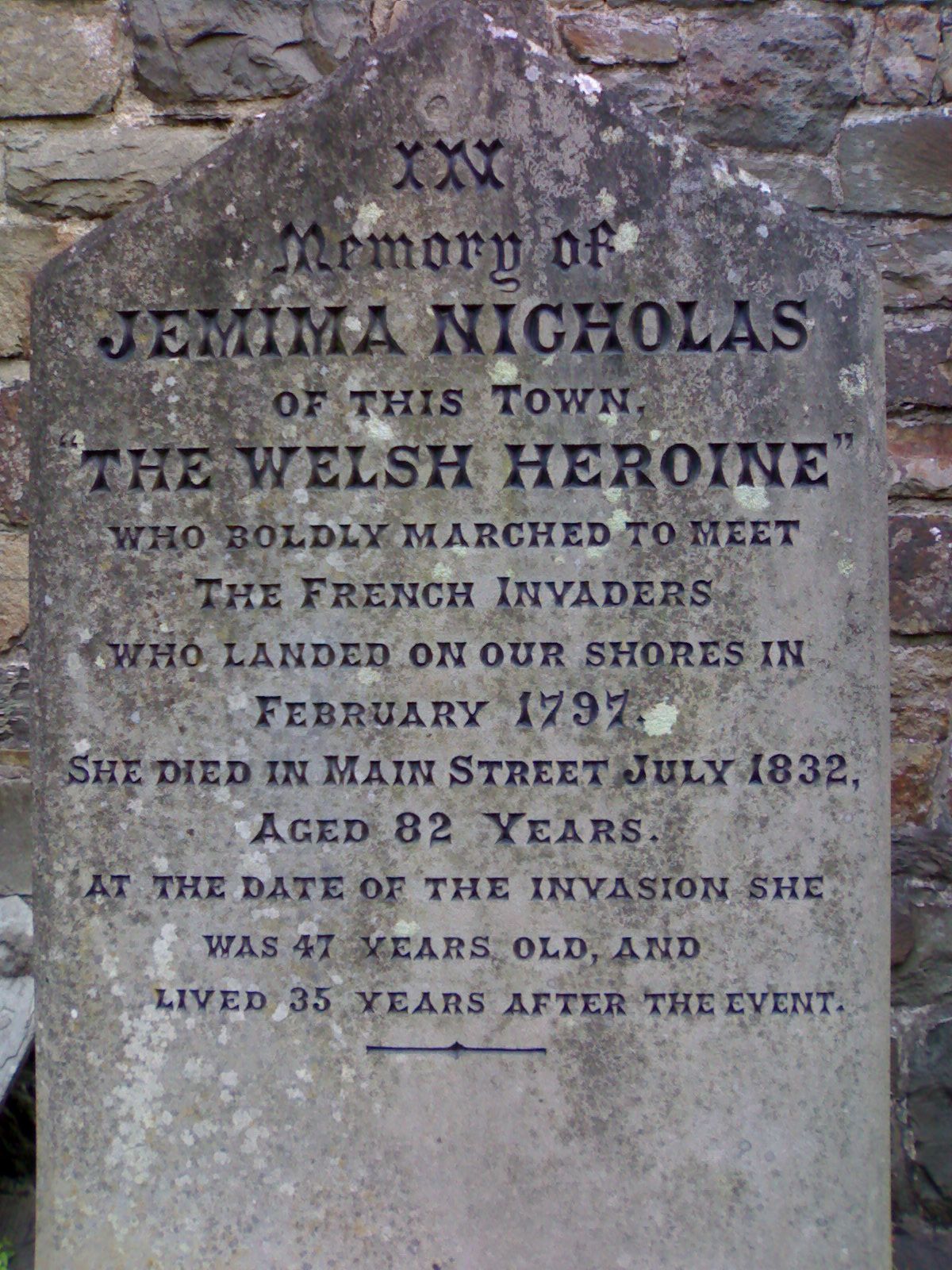 La tomba di Jemima Nicholas