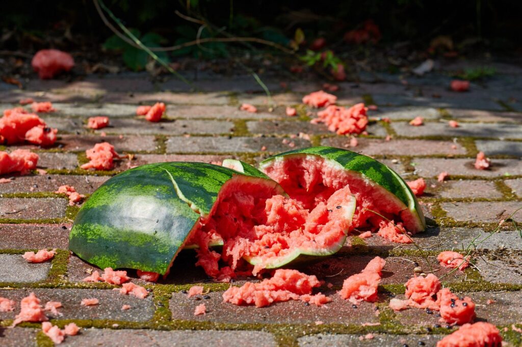 anguria rotta per terra