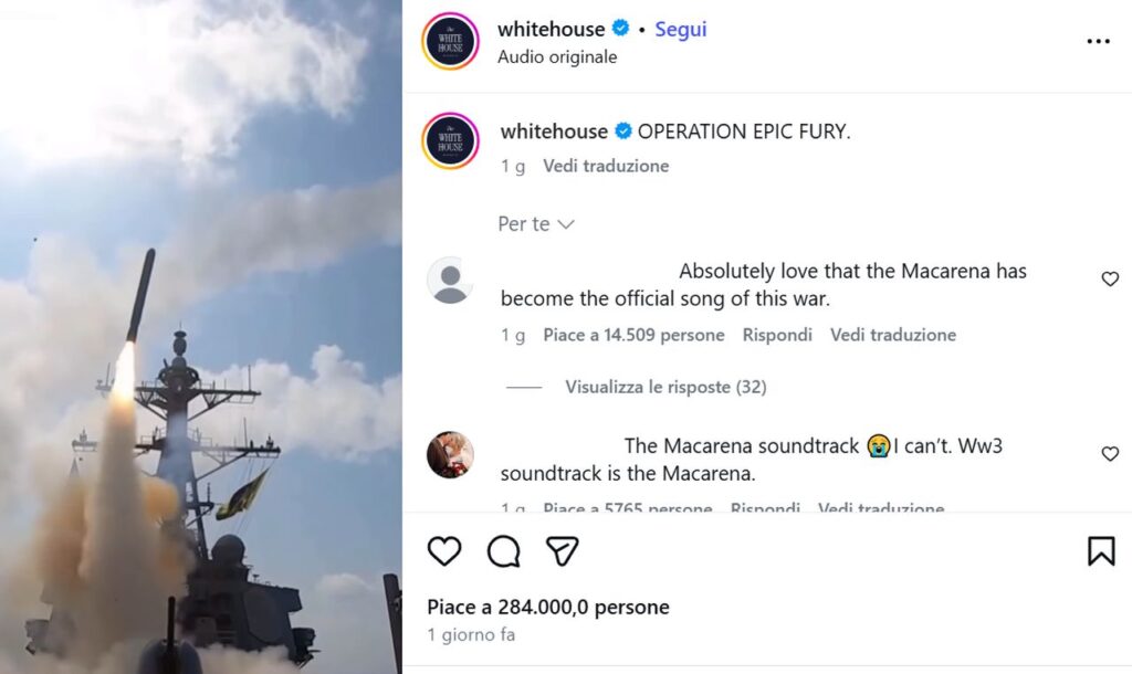 Bombardamenti a ritmo di Macarena, il video sui social della Casa Bianca è virale (e cringe) Bombardamento macarena