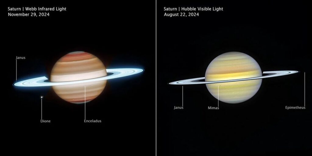 Trova le differenze: le nuove immagini di Saturno “scattate” da James Webb e Hubble sono sorprendenti Le nuove immagini di Saturno
