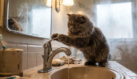 Gatto fa allagare appartamento a Genova: si annoiava e ha aperto tutti i rubinetti di casa gatto che gioca con rubinetto