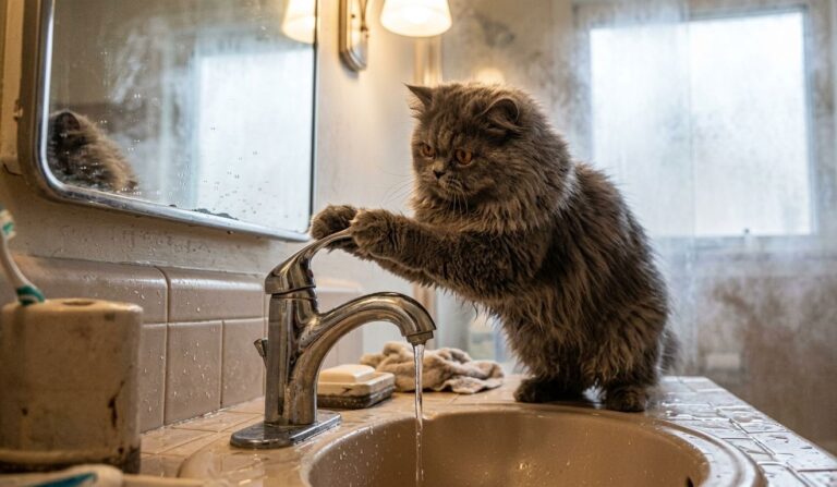 Gatto fa allagare appartamento a Genova: si annoiava e ha aperto tutti i rubinetti di casa gatto che gioca con rubinetto