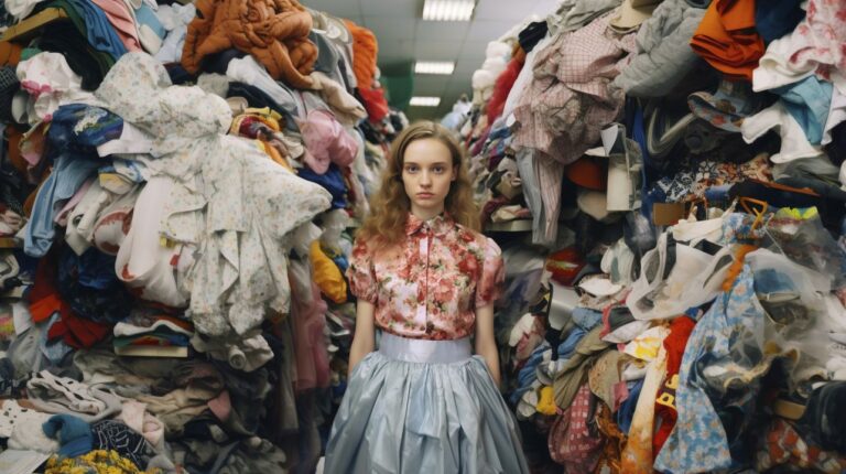 ragazza travolta dai vestiti