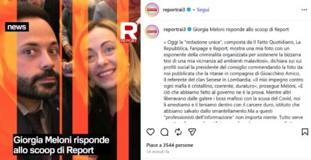 Giorgia Meloni attacca “la redazione unica” per aver diffuso una foto con un pentito del clan Senese Giorgia Meloni e il selfie incriminato
