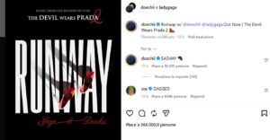 “Runway”, Lady Gaga firma il singolo per Il diavolo veste Prada 2: la moda ora si balla Il post Instagram di lancio di Runway