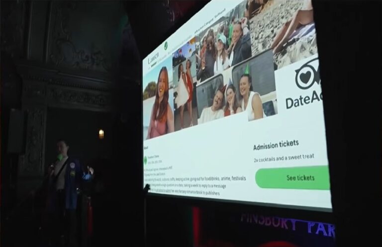 Uno dei PowerPoint presentati durante una serata "Date My Mate"